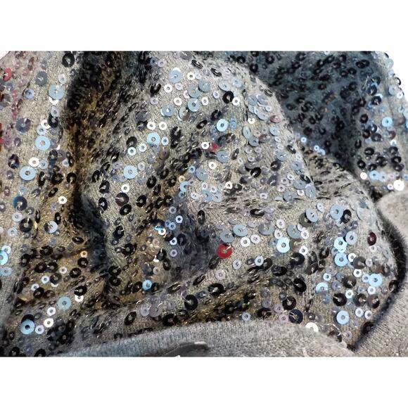 Ann Taylor Gray Knit Full Sequin Dress Small Petite Racetrack Sexy Prom Party - Picture 12 of 13